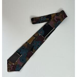 Via Manzoni, 100% Silk Men's Tie, Dark Floral Motif